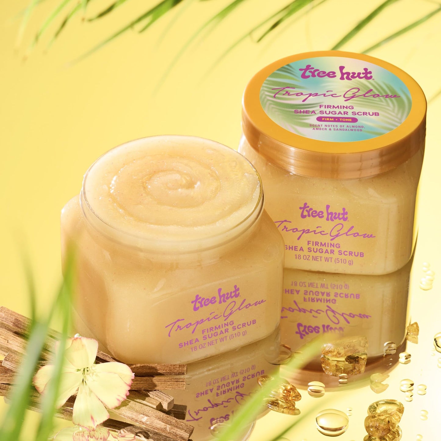 Tree Hut Tropic Glow Shea Sugar Scrub, Exfoliating & Hydrating Body Scrub with Shea Butter, Radiant Glow, Warm Scent, 18 oz
