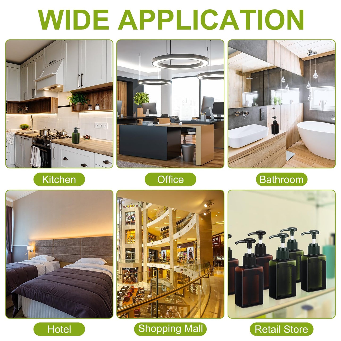 Domensi 12 Pcs 100ml /3.4 oz Pump Bottle Mini Travel Bottles Small Dispenser Containers Plastic Pump Lotion Dispenser Empty Square Travel Size Containers Toiletries (Green,Brown)