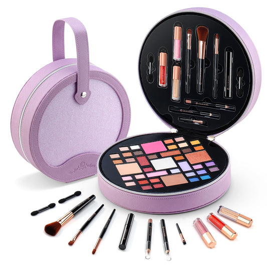 Color Nymph All In One Makeup Kit For Teens With Portable Cosmetics Bag, Multiple Makeups For Begginers As New Year,Birthday Gift Included 38-Colors Eyeshadows Lipglosses Brushes (Purple)