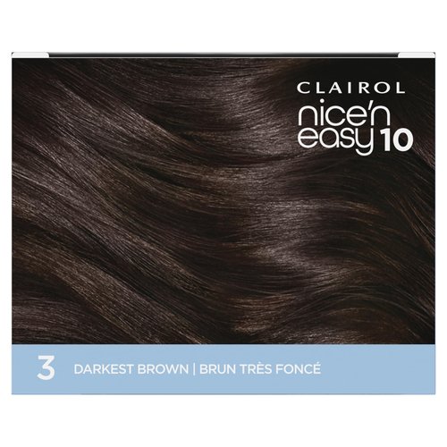 Clairol Nice'N Easy 10 Permanent Hair Dye, 3 Darkest Brown Hair Color, Pack of 1
