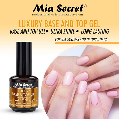 Mia Secret Clear Gel Polish - Luxury Base & Top Coat - High Gloss Finish - 15ml | Gelux Compatible