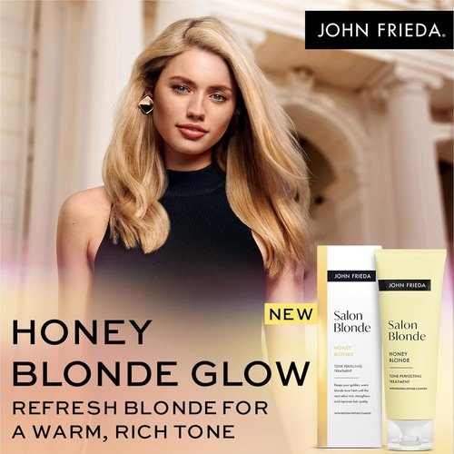 John Frieda Salon Blonde Hair Toner - Honey Tone Perfecting Treatment with Protein-Peptide Complex, 4 Fl Oz