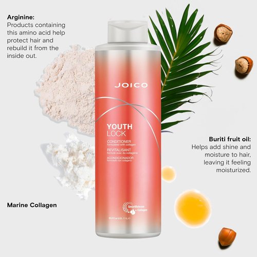 Joico YouthLock Conditioner - Collagen-Infused Formula for Youthful Body & Bounce | Softens & Detangles Hair