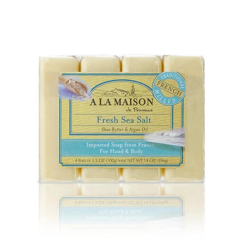 A LA MAISON Fresh Sea Salt Soap - Nourishing 4-Pack | 14 Ounce Bars for Soft Skin