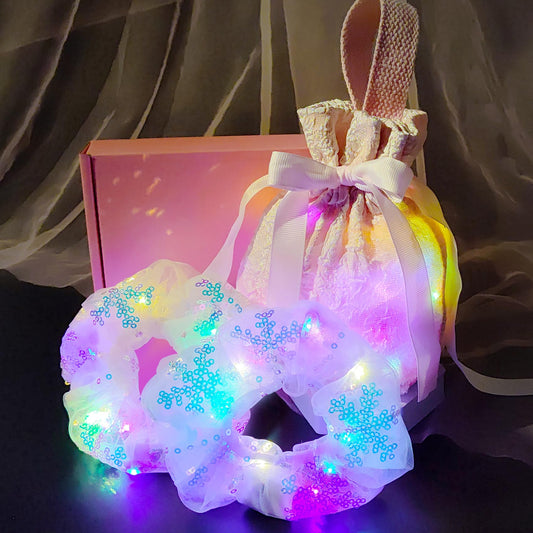 Light Up Scrunchies Gift Set - LED Scrunchies Hair Accessories for Girls & Women. Glow in the Dark Party Favor, Birthday Gifts for Girls, Festival Rave Accessories for Neon Party Supplies