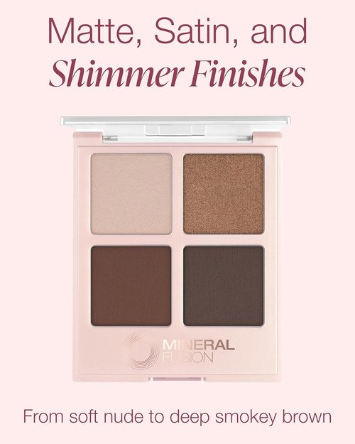 Mineral Fusion Eyeshadow Palette - Vegan Eye Makeup with Matte, Satin & Shimmer Finishes | Natural Lightweight Formula (Coffee Break)