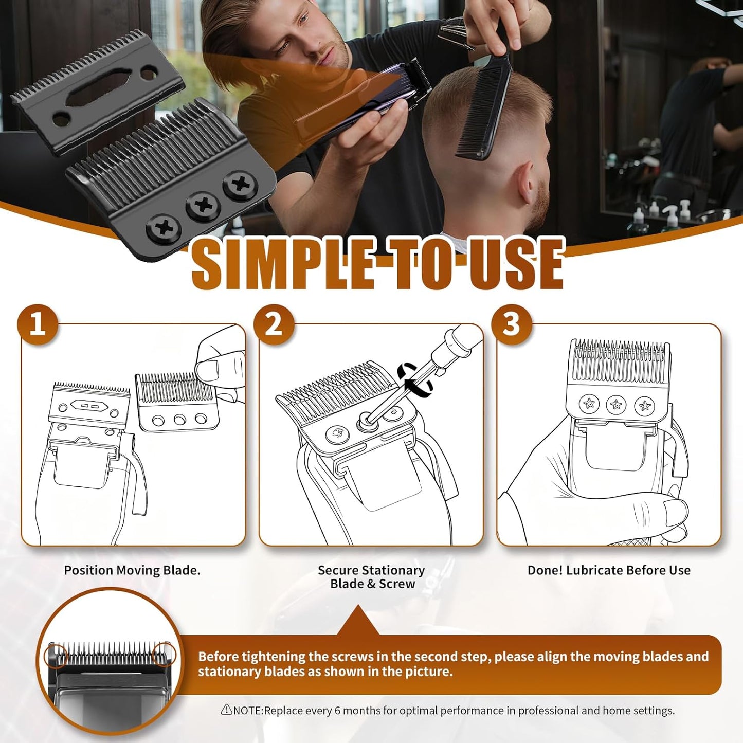 Wahl Professional 3-Hole Blade - Compatible with Designer & Senior Clippers | 1mm-3mm Cut Length (Black, 2 Packs)