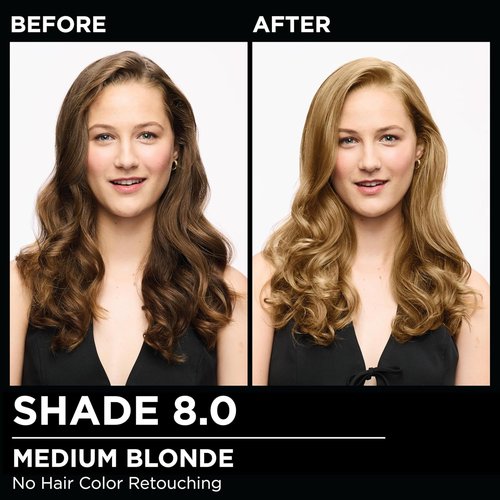Garnier Olia Hair Color - Ammonia-Free Permanent Dye for 100% Gray Coverage | 8.0 Medium Blonde, 2 Count
