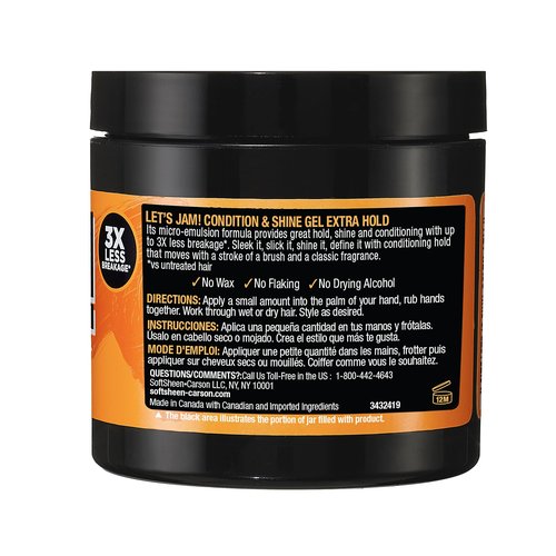 Hair Gel by SoftSheen-Carson Dark and Lovely Let's Jam, Shining and Conditioning Gel, Extra Hold, For all Hair Types, Styling Gel Also Great for Braiding, Twisting & Smooth Edges, 4.4oz
