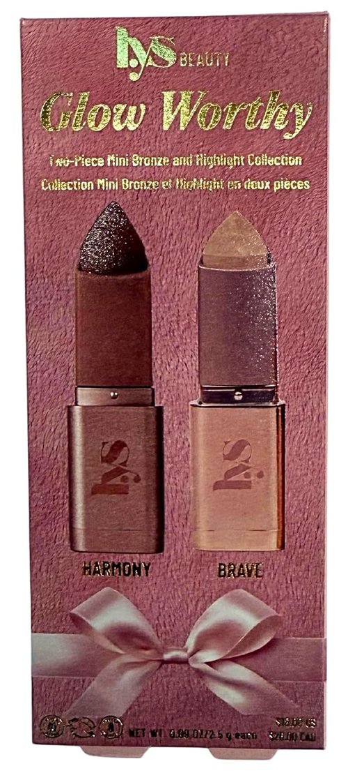 LYS Beauty Glow Worthy Mini Bronze & Highlight Stick Duo - Harmony & Brave | Cream Bronzer & Highlighter - 0.09 oz Each