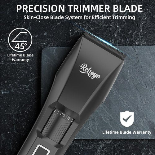 REHOYO Beard Trimmer for Men - Professional Cordless Hair Clippers with 20-Length Dial | Waterproof Stainless Steel Blades, Black