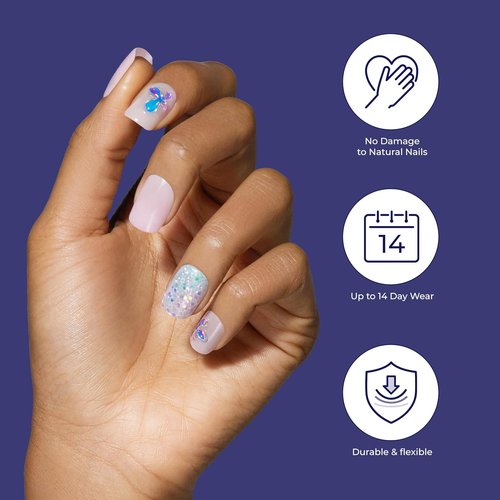 KISS Gel Fantasy Press-On Nails - 'Dial Me' Gray Oval Shape | Short Size, 28 Nails & Glue Included