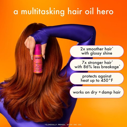Amika Superfruit Star Lightweight Hair Styling Oil - Heat Protection, Strengthens & Reduces Breakage | For All Hair Types