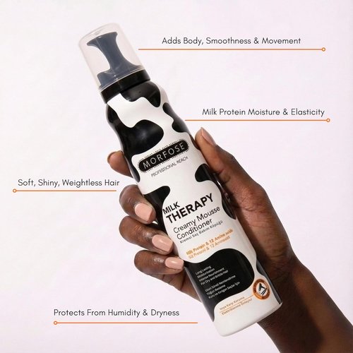 Morfose Milk Therapy Mousse Conditioner Spray - Moisturizing Treatment for Dry, Damaged Hair | 6.76 Fl Oz