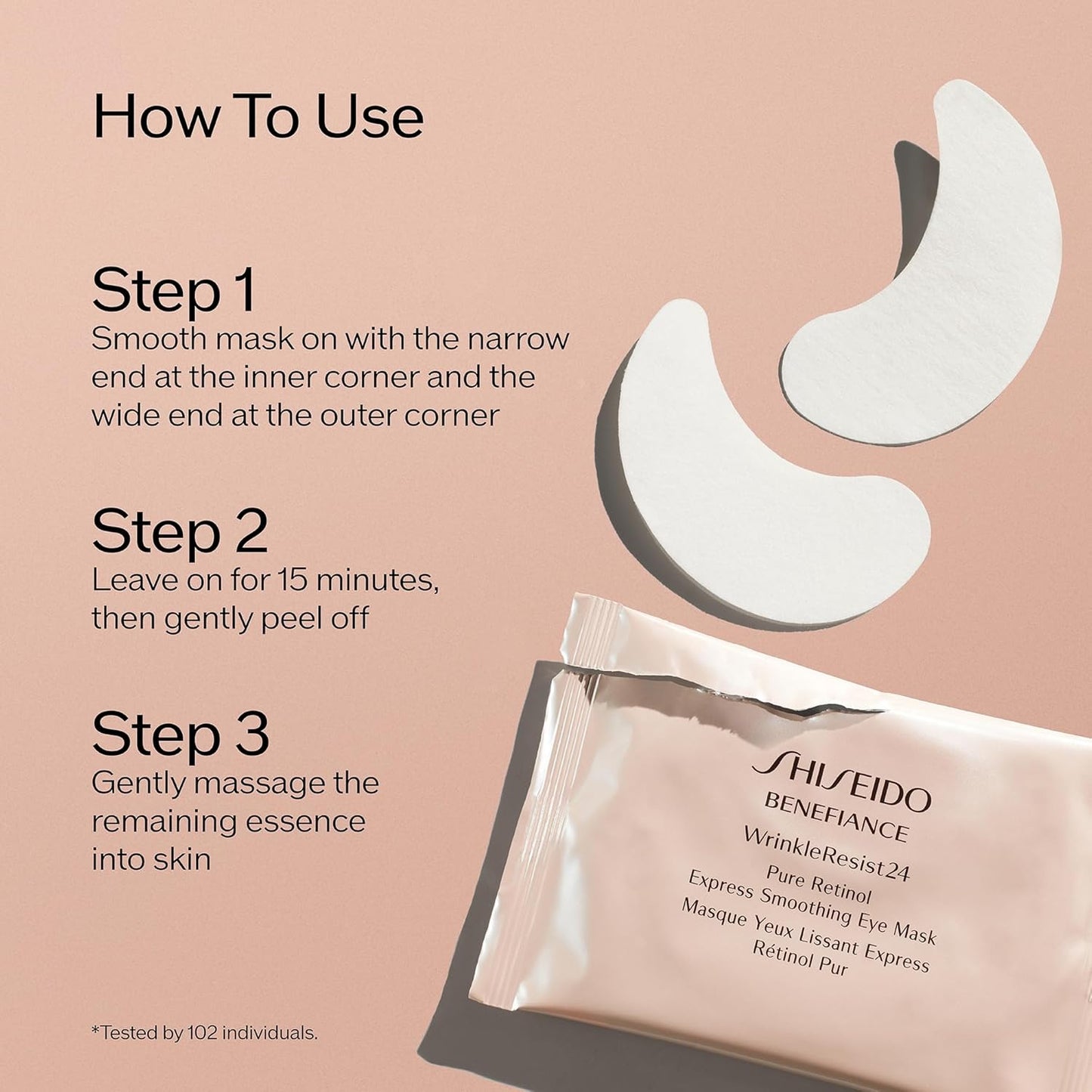 Shiseido Benefiance WrinkleResist24 Eye Mask - Pure Retinol Smoothing Treatment | 12 Sets for Quick Wrinkle Reduction