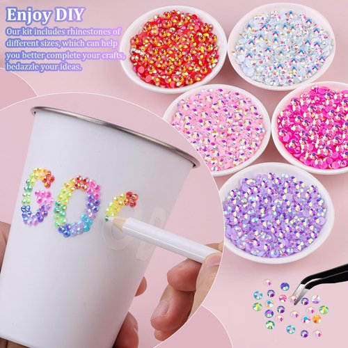 2 Boxes Resin Rhinestones with Tweezers for Crafting, 16000Pcs Mixed-Color 4mm&5mm Bedazzling Crystal with 3Pcs 10ml B7000 Jewelry Glue for DIY Crafts Clothing Tumblers Shoes Fabric Nail Art