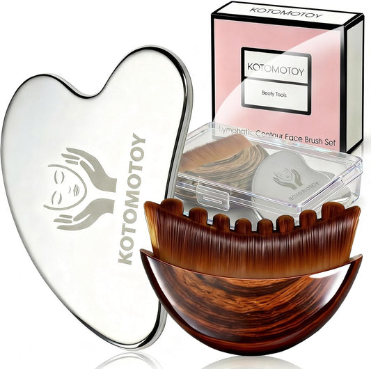Skiennix Lymphatic Drainage Face Brush - Sculpting Gua Sha Tool for Anti-Puffiness & Skin Glow