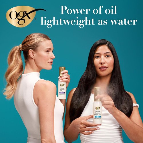 OGX Plump Emulsion + Collagen Conditioning Hair Mist, Volumizing Hair Spray with Marula Oil for 3x Plumper Hair* for up to 72 Hours Without the Weight, 450°F Heat Protection, 6.5 fl. oz