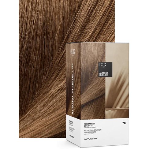 IGK Permanent Hair Dye Color Kit - 7G Almost Blonde | Dark Golden Blonde | 100% Gray Coverage, Strength & Shine