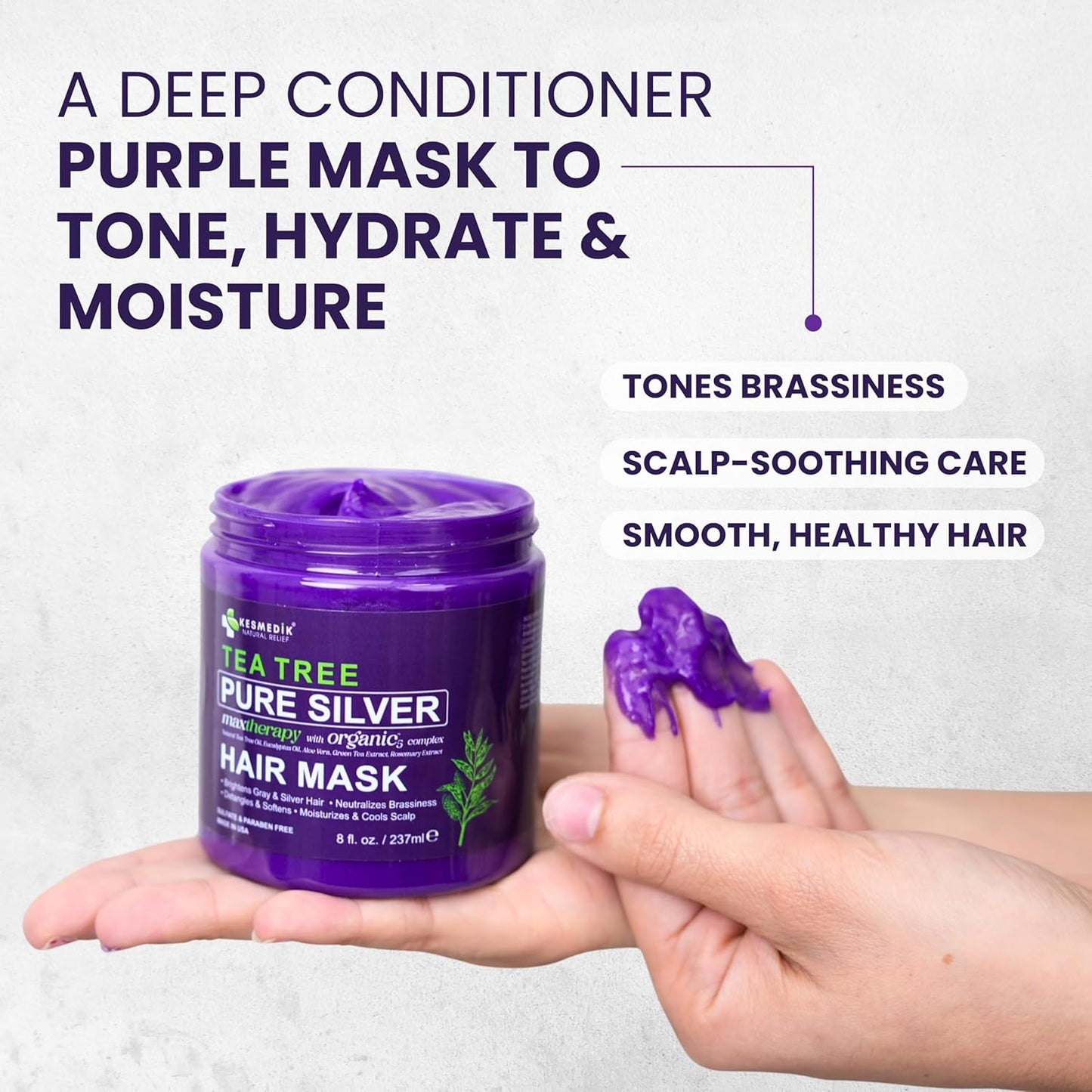 Tea Tree Hair Mask Toner - Deep Conditioner with Argan Oil for Dry, Damaged Bleached & Gray Hair