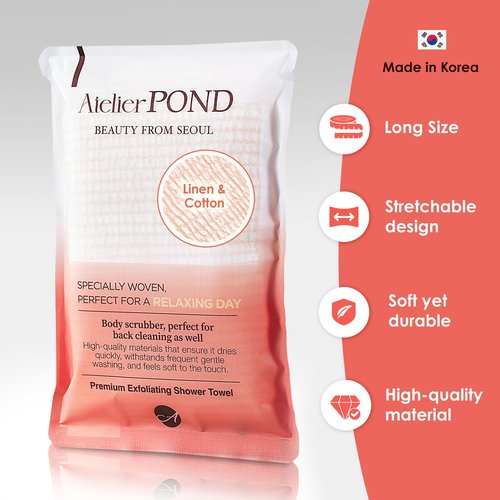 Atelier POND Premium Korean Exfoliating Washcloth – Linen & Cotton, Spa-Quality for Deep Cleansing & Relaxation