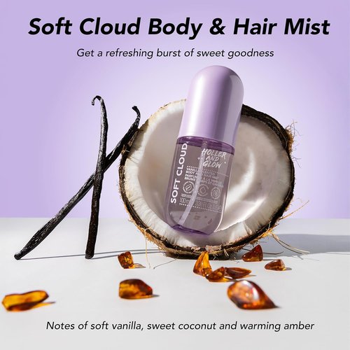 Holler And Glow Mood Boosting Body & Hair Mist - Long Lasting Vanilla Fragrance | 3.38 Fl Oz