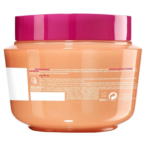 L'Oreal Paris Elvive Dream Lengths Hair Mask - Nourishing Treatment with Castor Oil for Long, Damaged Hair | 300ml
