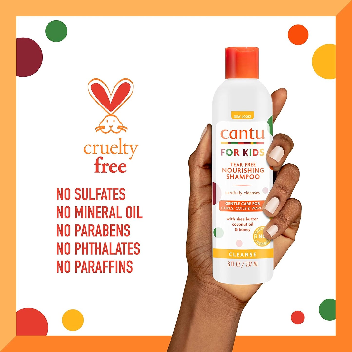 Cantu Care for Kids Nourishing Shampoo - Tear-Free Formula with Shea Butter | 8 fl oz (Pack of 3)