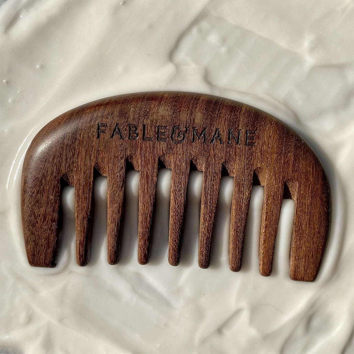 Fable & Mane Scalp Massager Comb - Wide-Toothed, 100% Natural Ebony Wood for Gentle Detangling and Scalp Massage