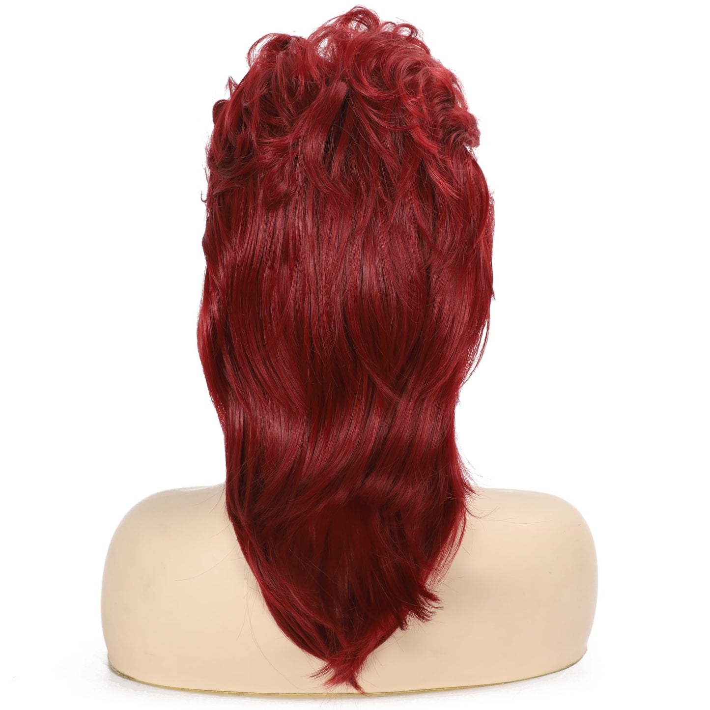 Daiaces Burgundy Mullet Wig for Women 70s 80s Disco Wig Shoulder Length Layered Heat Resistant Synthetic Hair Cosplay Daily Party Halloween