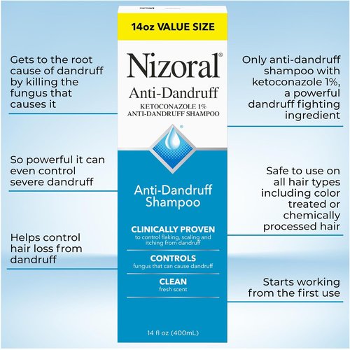 Nizoral Anti-Dandruff Shampoo - 1% Ketoconazole Formula for Effective Dandruff Control | 14 Fl Oz