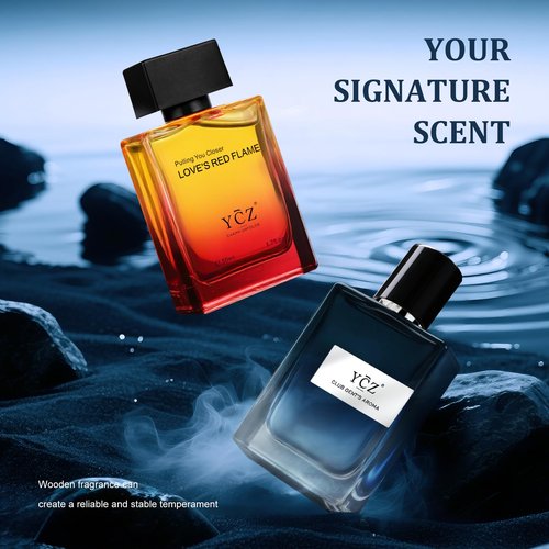 Ycz Cologne for Men Set, 1.7oz(50ml) Bottled Pioneers Perfume and Borrowing Fire Men Perfume, Eau Woody Rose Scent, Highquality Long Lasting, Sleek Bottle Design for Christmas Gifts Ideal