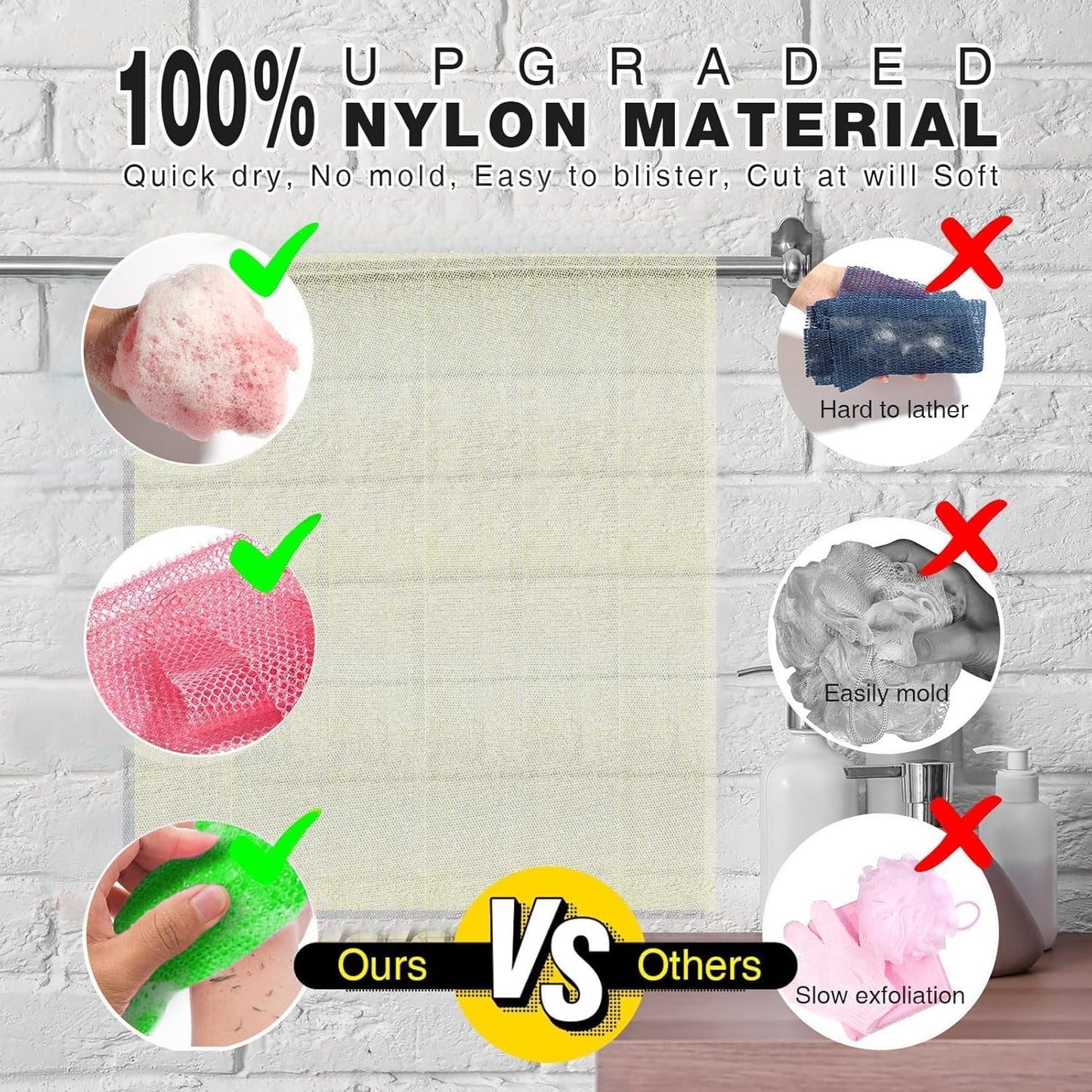 UJFQBH African Net Bath Sponge Set - Exfoliating Shower Body Scrubber | 4 Colors for Daily Use