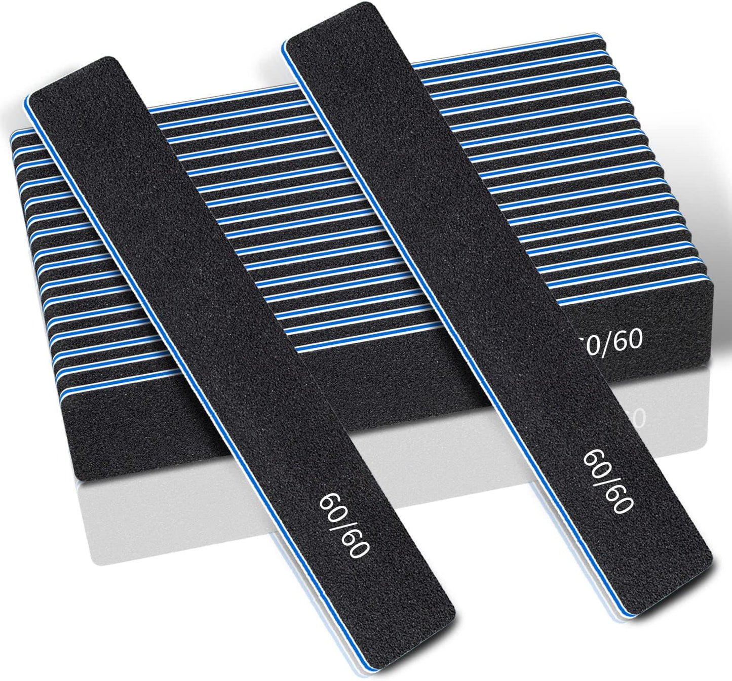 Skiennix 12 Pcs Professional Nail Files - Double-Sided 60/60 Grit Emery Boards for Acrylic & Gel Nails
