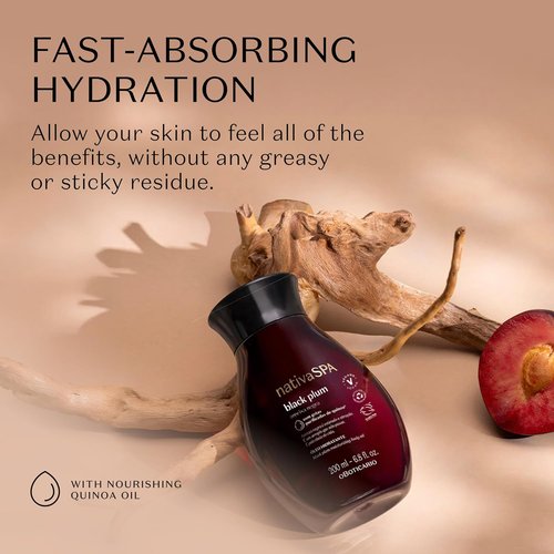 Nativa SPA by O Boticário Black Plum Body Oil - Hydrating Scented Moisturizer with Quinoa Drops | 6.8 Ounce