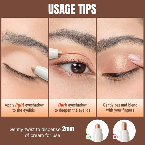 Exmiloo Cream Eyeshadow Stick Set - Waterproof, Long-Lasting Shimmer & Matte Finish | Easy-to-Blend Formula