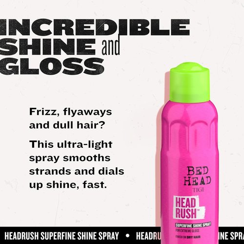 Bed Head by TIGI Headrush Shine Spray - Smooth, Shiny Hair with Frizz Control | 5.3 oz