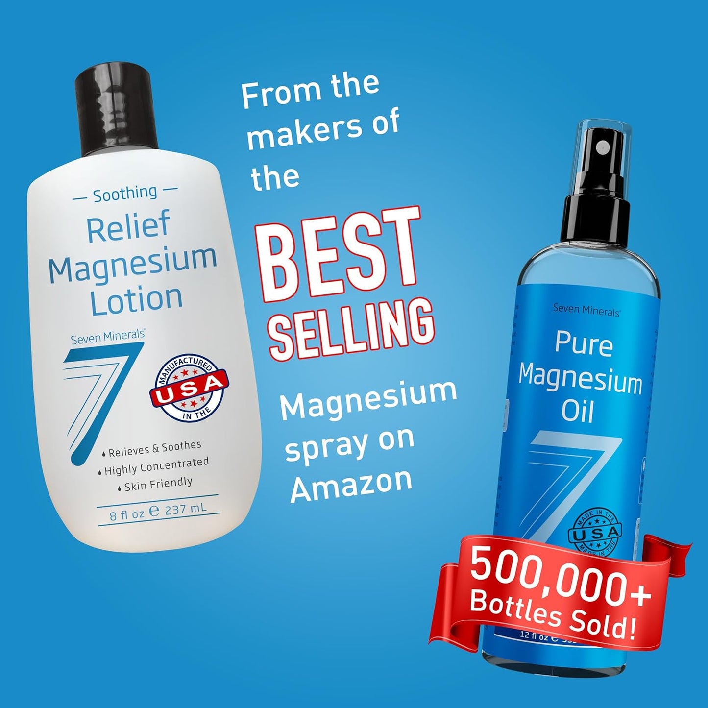 Seven Minerals Magnesium Lotion - Soothing Relief for Sleep & Joint Care | Non-Greasy, 8 fl oz