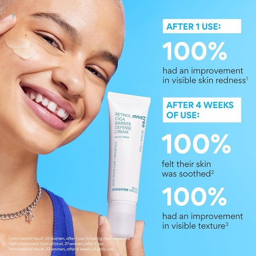 Innisfree Retinol Cica Barrier Cream - Calming Korean Moisturizer for Sensitive, Acne-Prone Skin