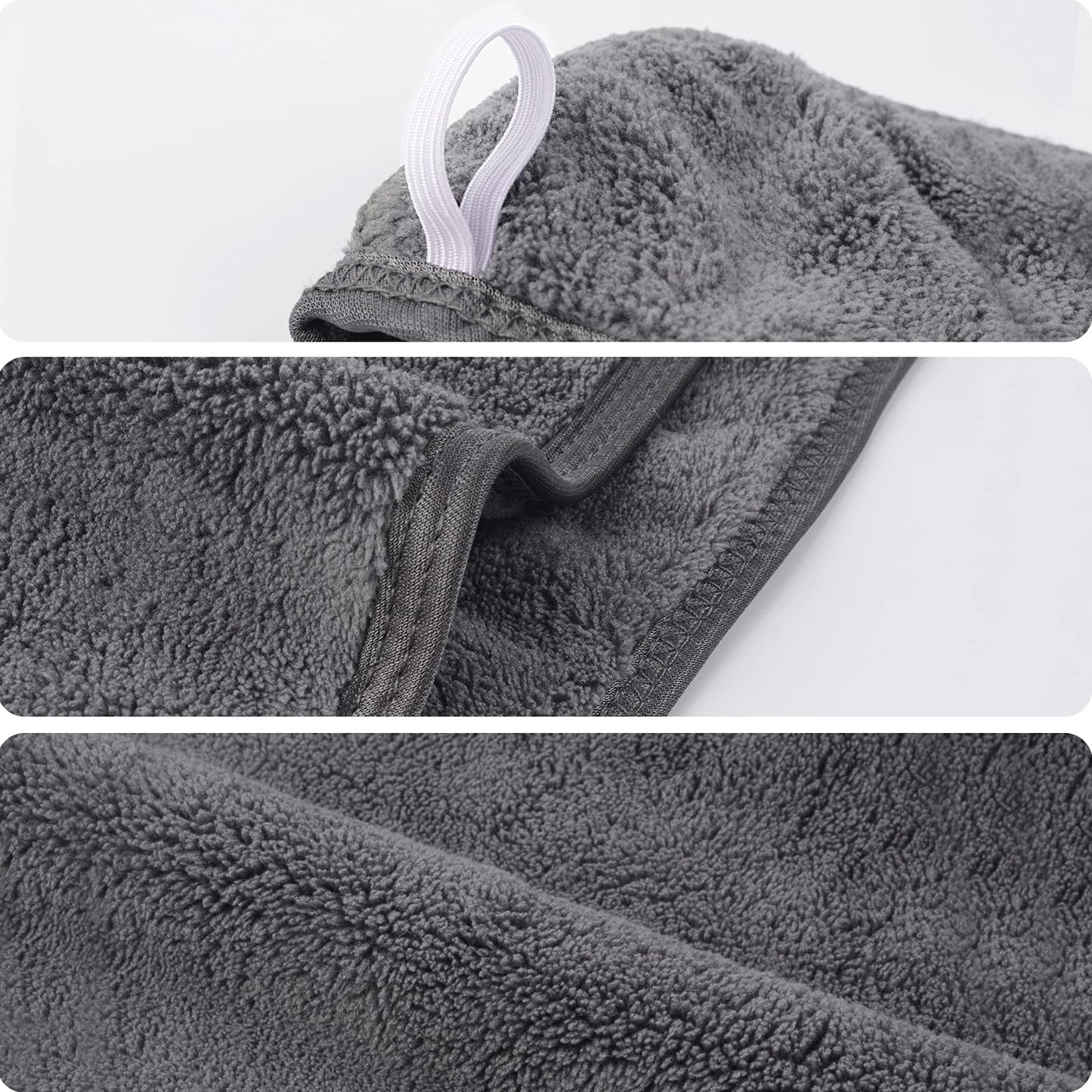 KinHwa Quick Dry Hair Towel for Women Super Absorbent Hair Drying Towel for Curly, Long, Thick Hair Anti-frizz Large Size 3 Pack Dark-Gray