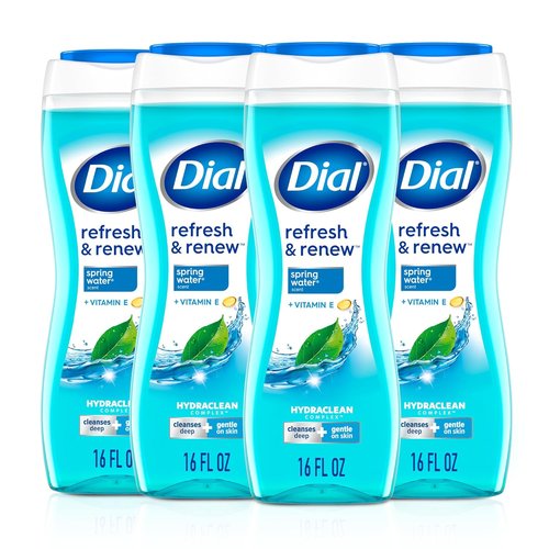 Dial Body Wash - Refresh & Renew Spring Water, 16 Fl Oz | Hydraclean Complex & Vitamin E, Gentle Formula