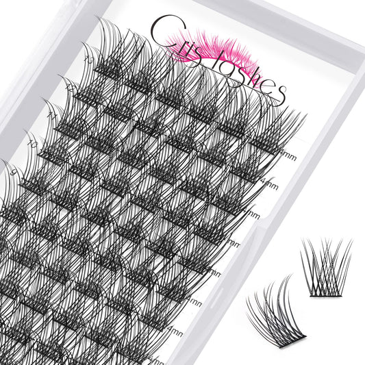 Lash Clusters DIY Eyelash Extensions 78pcs Crislashes Cluster Lashes D Curl 14mm Lash Clusters Wispy Eyelash Clusters Natural Lash Clusters DIY Cluster Eyelash Extensions for Home Use(B-D Curl-14mm)