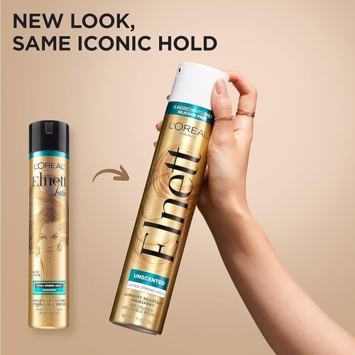 L'Oreal Paris Elnett Satin Hairspray - Extra Strong Hold, Unscented, 11 oz | Perfect for All-Day Style