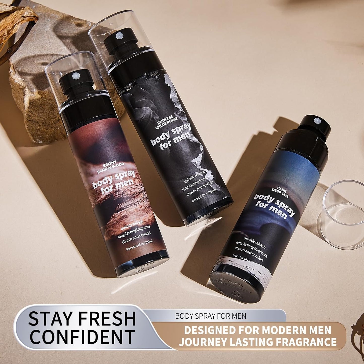 Skiennix Body Spray for Men - Aluminum-Free Deodorant with Gentle Formula | 3.4 fl. oz. (3-Pack)