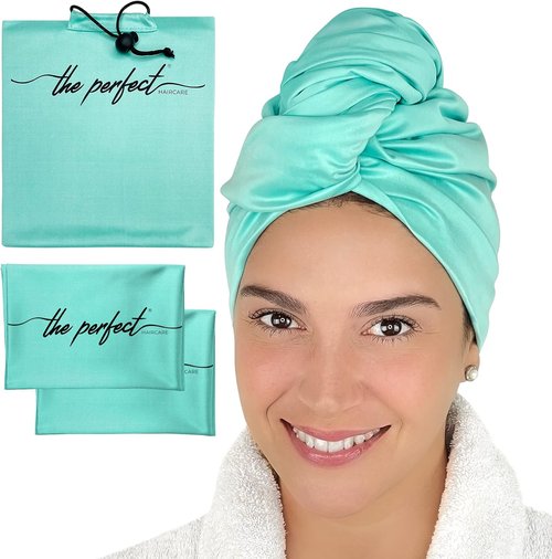 **THE PERFECT HAIRCARE Microfiber Hair Plopping Towel Set - Super Absorbent Anti-Frizz Wrap & 2 Curl Scrunching Towels for Fast Drying**
