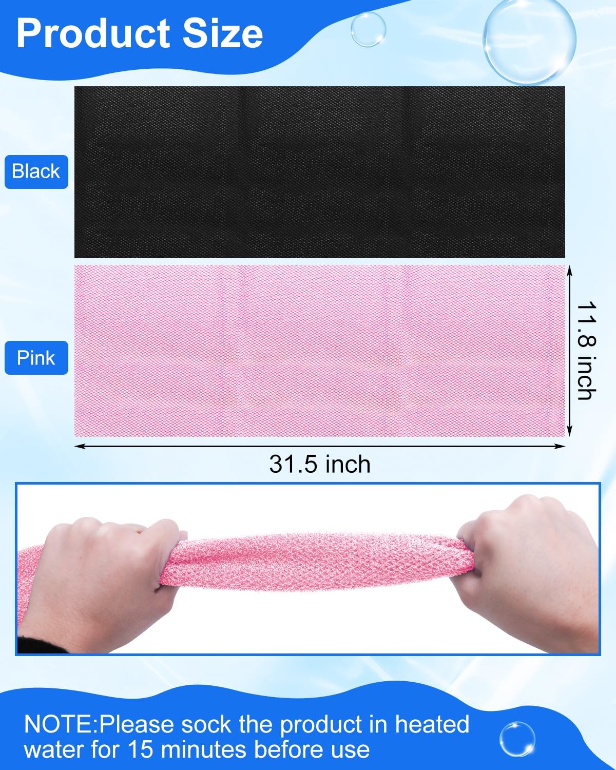 Skiennix Long African Exfoliating Net - 2 Pcs Nylon Bath Sponge Scrubber for Deep Cleansing