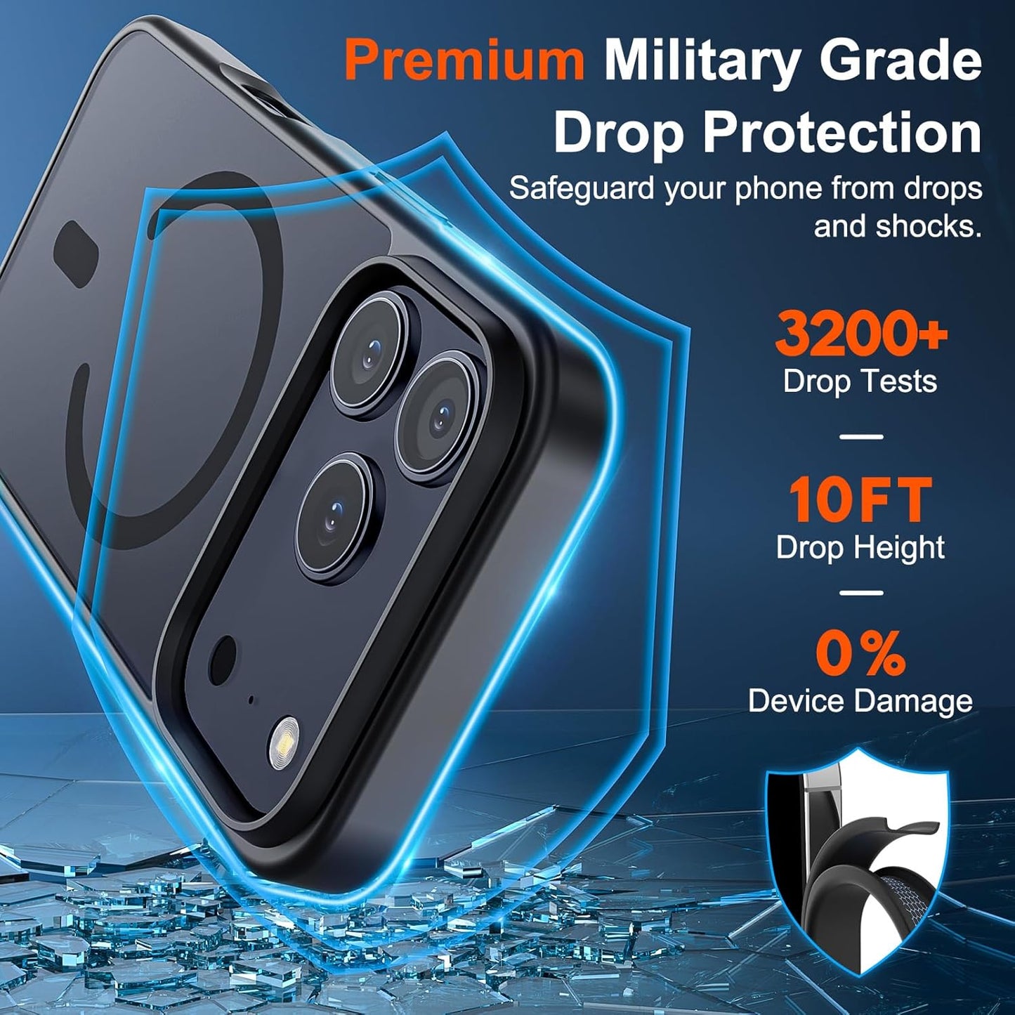 SUPFINE iPhone 17 Pro Max Case - Military Grade Drop Protection | Translucent Matte, Shockproof, Anti-Fingerprint, Black
