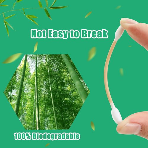 Egaageoi Cotton Swabs - 1000 Count Double Precision Tips with Bamboo Sticks | Ideal for Beauty, Manicures & Cleaning