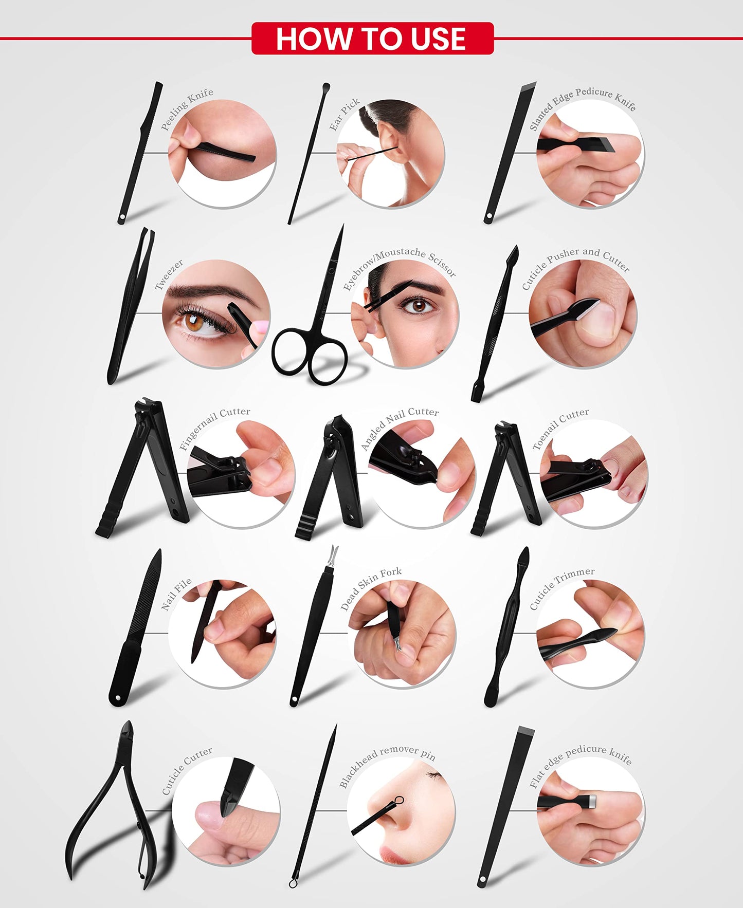 Utopia Care Manicure Kit Nail Clippers for Men and Women,15 Piece Professional Stainless Steel Manicure Set with Nail Kit, Pedicure Kit and Nail Care Grooming Kit with Luxurious Travel Case - Red