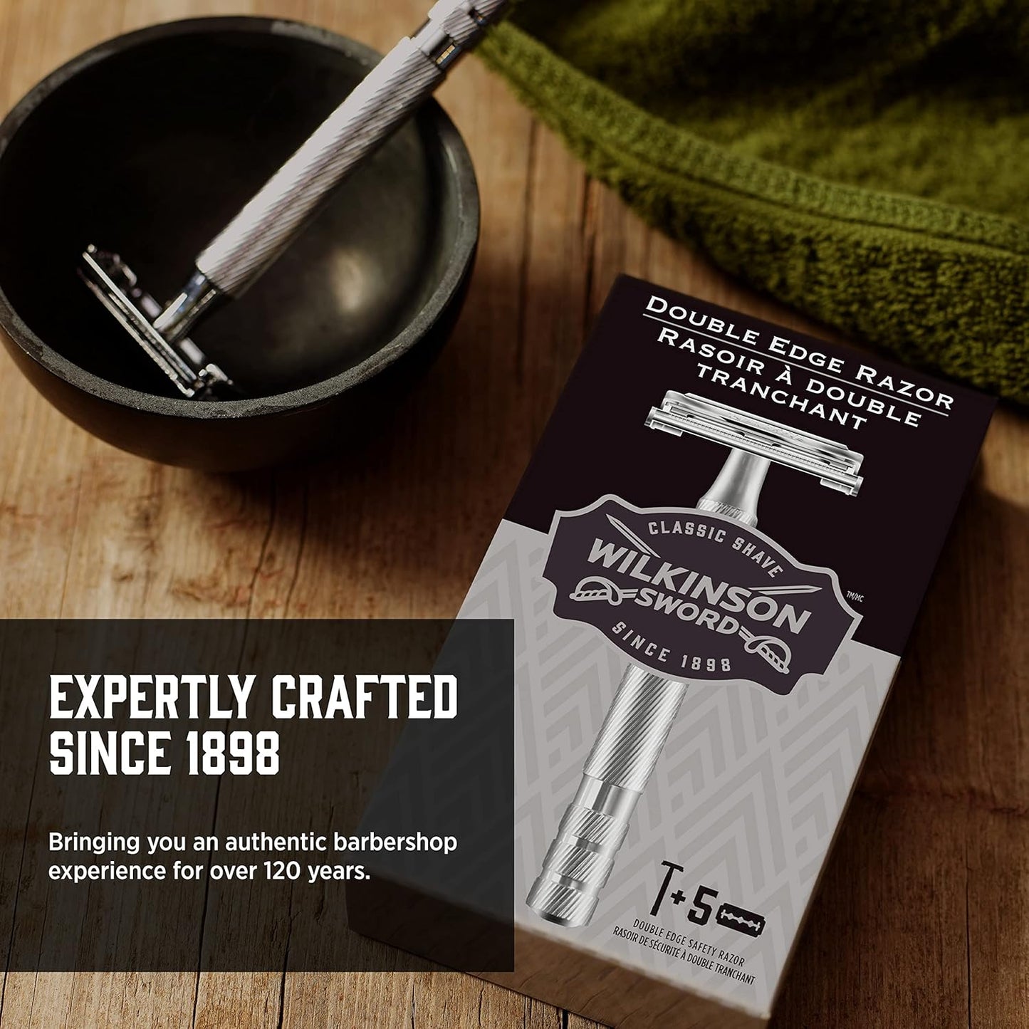 Wilkinson Sword Double Edge Razor - Precision Shaving with 5 Blade Refills | Men's Grooming Essential